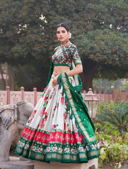 GALGOTO - Premium Tusser Silk Floral Print Lehenga Choli Set | Stitched Ethnic Wear