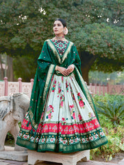 GALGOTO - Premium Tusser Silk Floral Print Lehenga Choli Set | Stitched Ethnic Wear