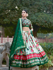 GALGOTO - Premium Tusser Silk Floral Print Lehenga Choli Set | Stitched Ethnic Wear