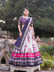 GALGOTO - Premium Tusser Silk Floral Print Lehenga Choli Set | Stitched Ethnic Wear