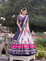 GALGOTO - Premium Tusser Silk Floral Print Lehenga Choli Set | Stitched Ethnic Wear