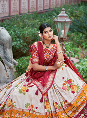 GALGOTO - Premium Tusser Silk Floral Print Lehenga Choli Set | Stitched Ethnic Wear