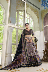 Tusser Silk Floral Print Lehenga Choli Set - Stitched Lehenga with Unstitched Blouse & Dupatta