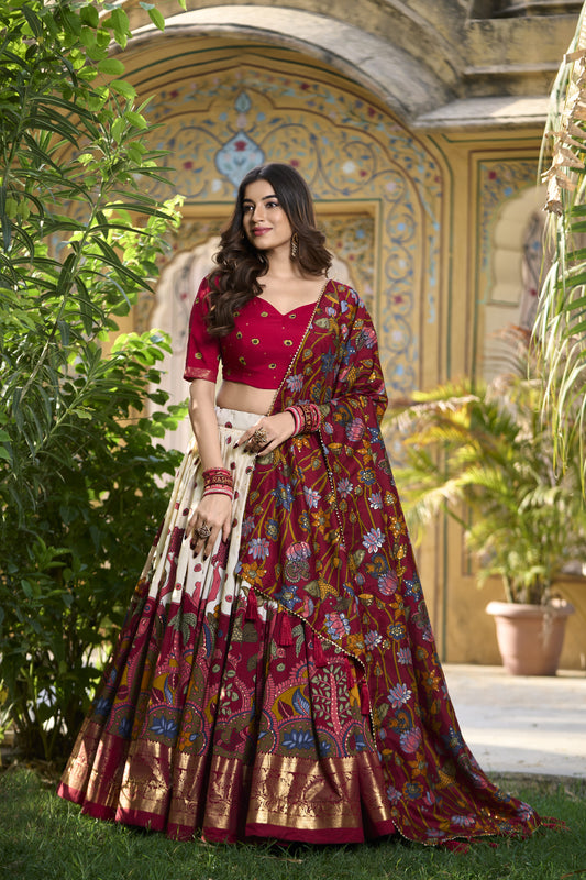 KAVYA - Premium Tusser Silk Lehenga Choli Set | Vibrant Designer Ethnic Wear