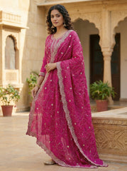 Premium Embroidered Chiffon Dupatta with Cut Work Border | Designer Dupatta