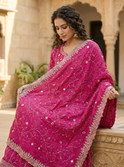 Premium Embroidered Chiffon Dupatta with Cut Work Border | Designer Dupatta